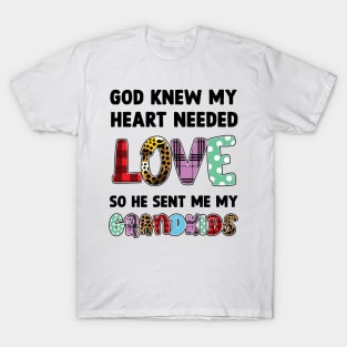 God Knew My Heart Needed Love So He Sent Me My Grandkids T-Shirt